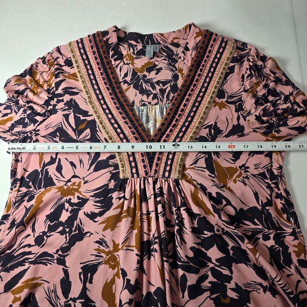 Bl-nk x Anthropologie Stephanie Long-Sleeve Top in pink floral. Size M. Ret $118 - Picture 5 of 11